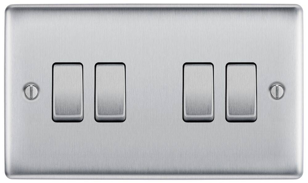 Nexus Metal Brushed Steel 4G Light Switch NBS44 - The Switch Depot
