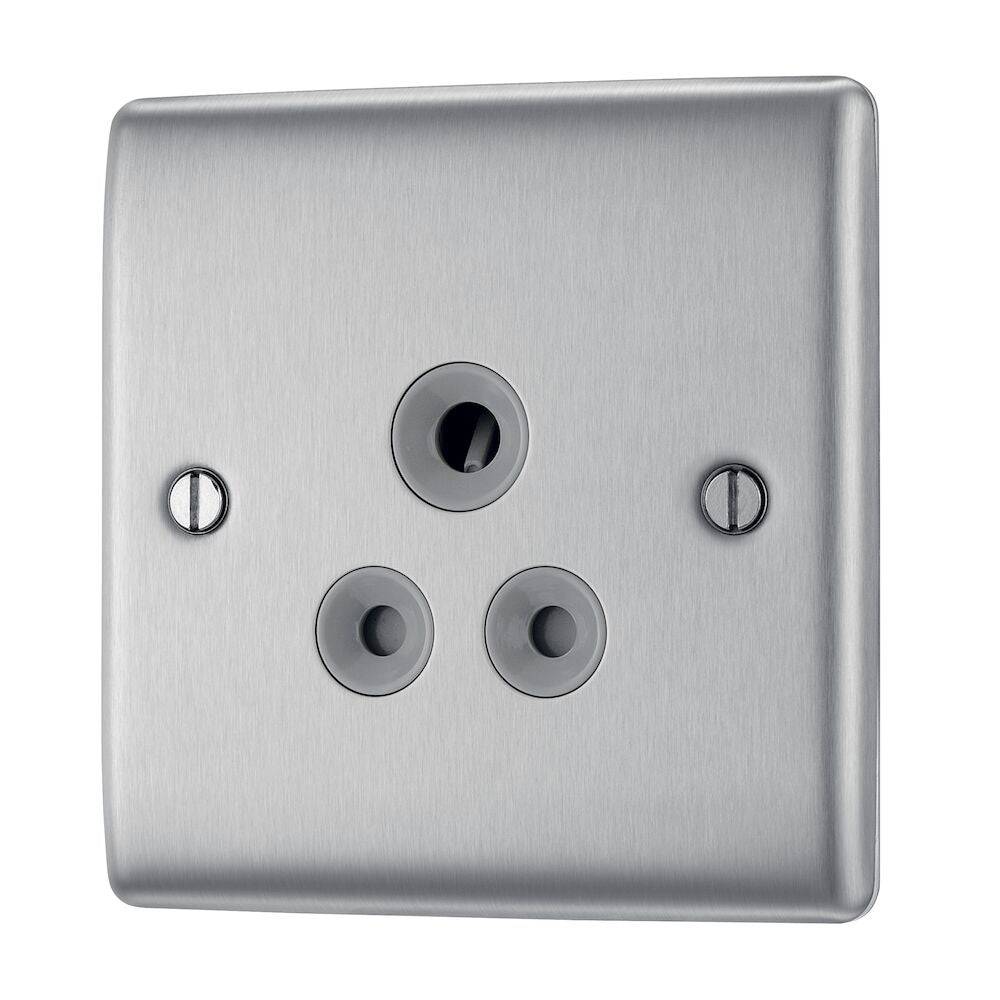 Nexus Metal Brushed Steel 5A Unswitched Socket NBS29G - The Switch Depot