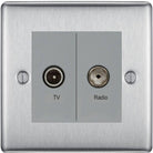 Nexus Metal Brushed Steel Diplex TV Socket NBS66G - The Switch Depot