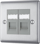 Nexus Metal Brushed Steel Double Cat5e Data Outlet Socket NBSRJ452G - The Switch Depot