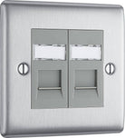 Nexus Metal Brushed Steel Double Cat5e Data Outlet Socket NBSRJ452G - The Switch Depot