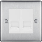 Nexus Metal Brushed Steel Double Master Telephone Socket NBSBTM2W - The Switch Depot