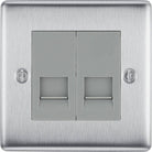 Nexus Metal Brushed Steel Double Slave Telephone Socket NBSBTS2G - The Switch Depot