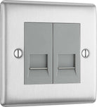 Nexus Metal Brushed Steel Double Slave Telephone Socket NBSBTS2G - The Switch Depot