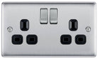 Nexus Metal Brushed Steel Double Socket NBS22B - The Switch Depot