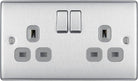 Nexus Metal Brushed Steel Double Socket NBS22G - The Switch Depot