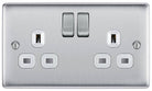 Nexus Metal Brushed Steel Double Socket NBS22W - The Switch Depot