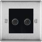 Nexus Metal Brushed Steel Double TV Socket NBS61B - The Switch Depot