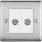 Nexus Metal Brushed Steel Double TV Socket NBS61W - The Switch Depot