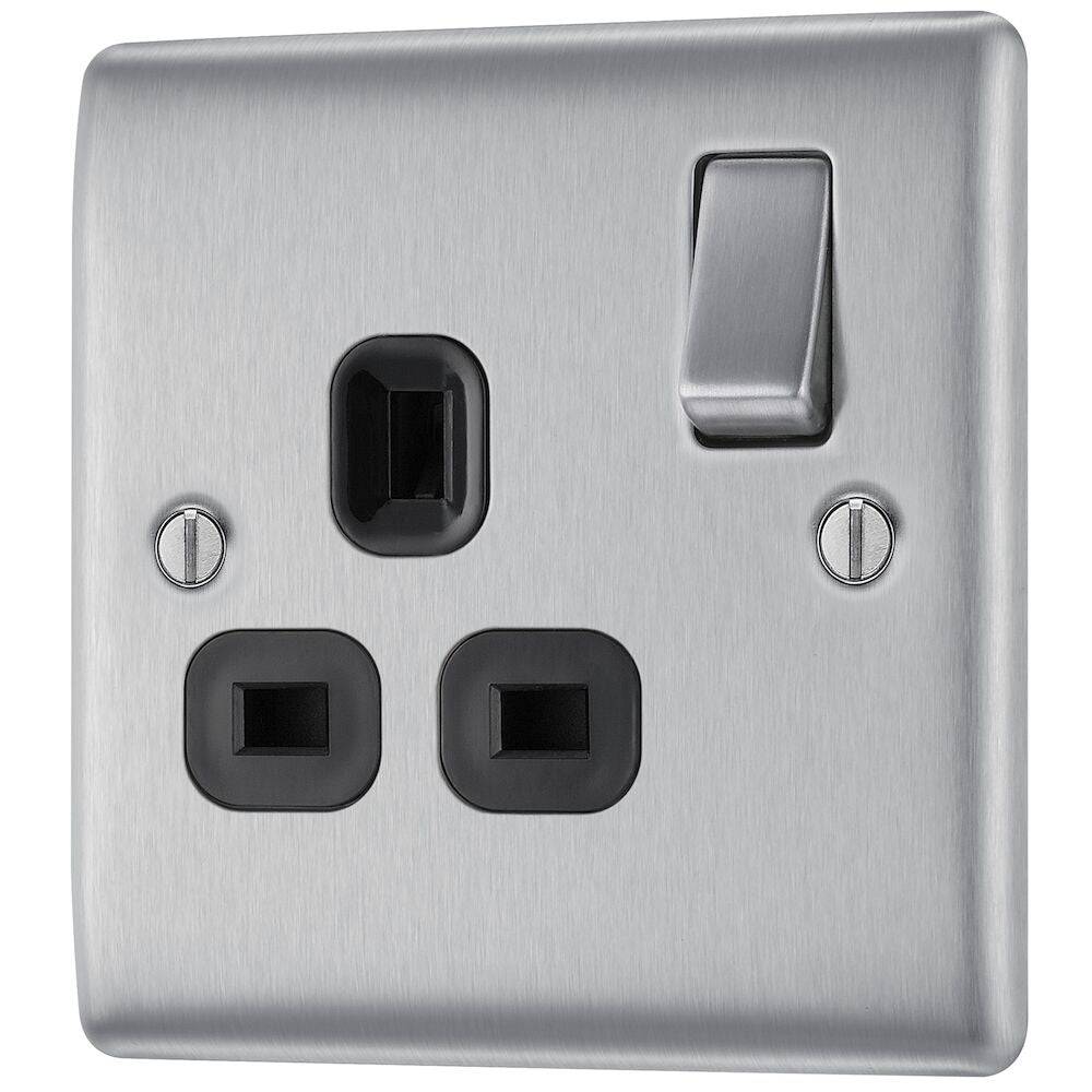 Nexus Metal Brushed Steel Single Socket NBS21B - The Switch Depot