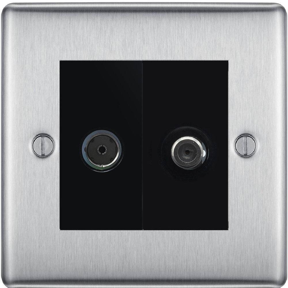 Nexus Metal Brushed Steel TV and Satellite Socket NBS65B | The Switch Depot