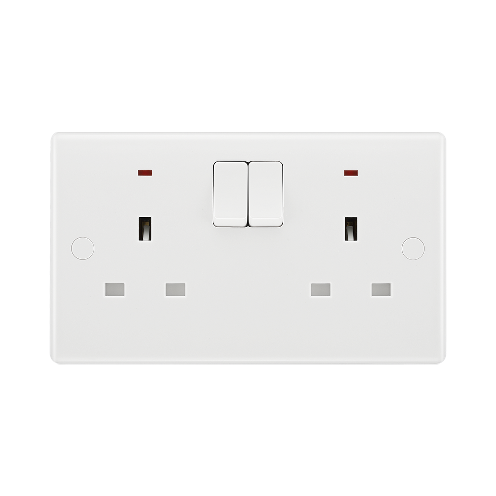 BG White Moulded 13A Double Socket with Neon 826 available from RS Electrical Supplies