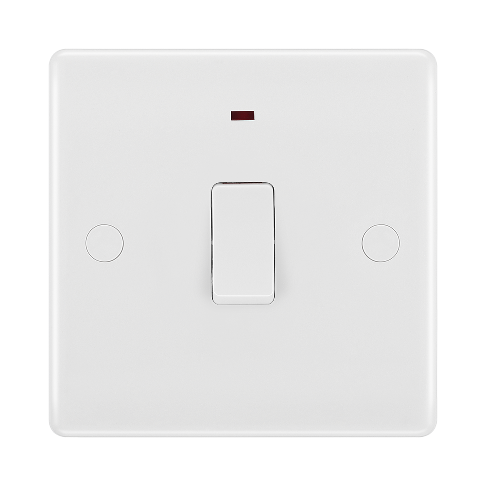BG White Moulded 20A Double Pole Switch with Neon and Flex Outlet 833 available from RS Electrical Supplies