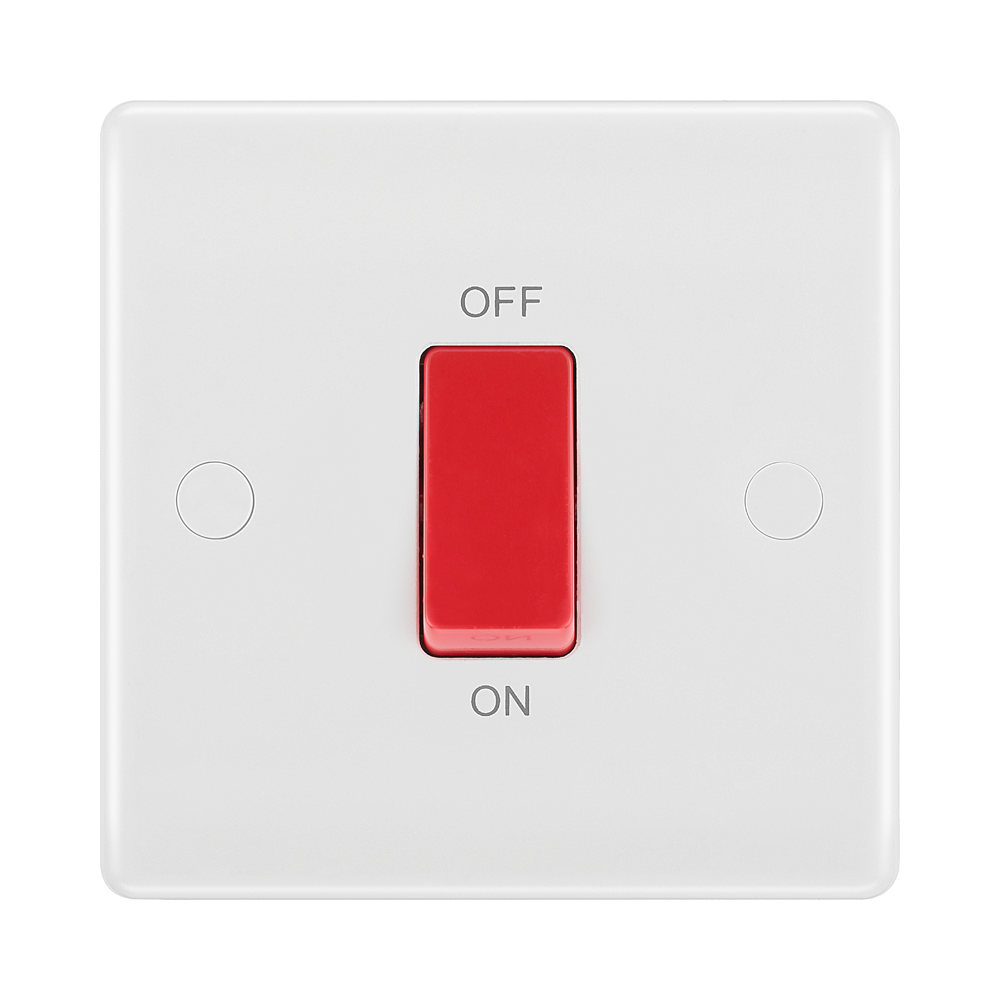 BG White Moulded 45A Cooker Switch 875 available from RS Electrical Supplies