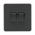 Knightsbridge Screwless Anthracite 2-gang 2-Way & Intermediate Switch