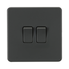 Knightsbridge Screwless Anthracite 2-gang Intermediate Switch