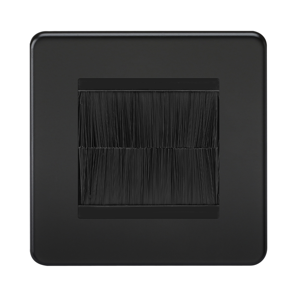 Matt Black 2G Brush Cable Outlet by Knightsbridge with Cable Outlet
