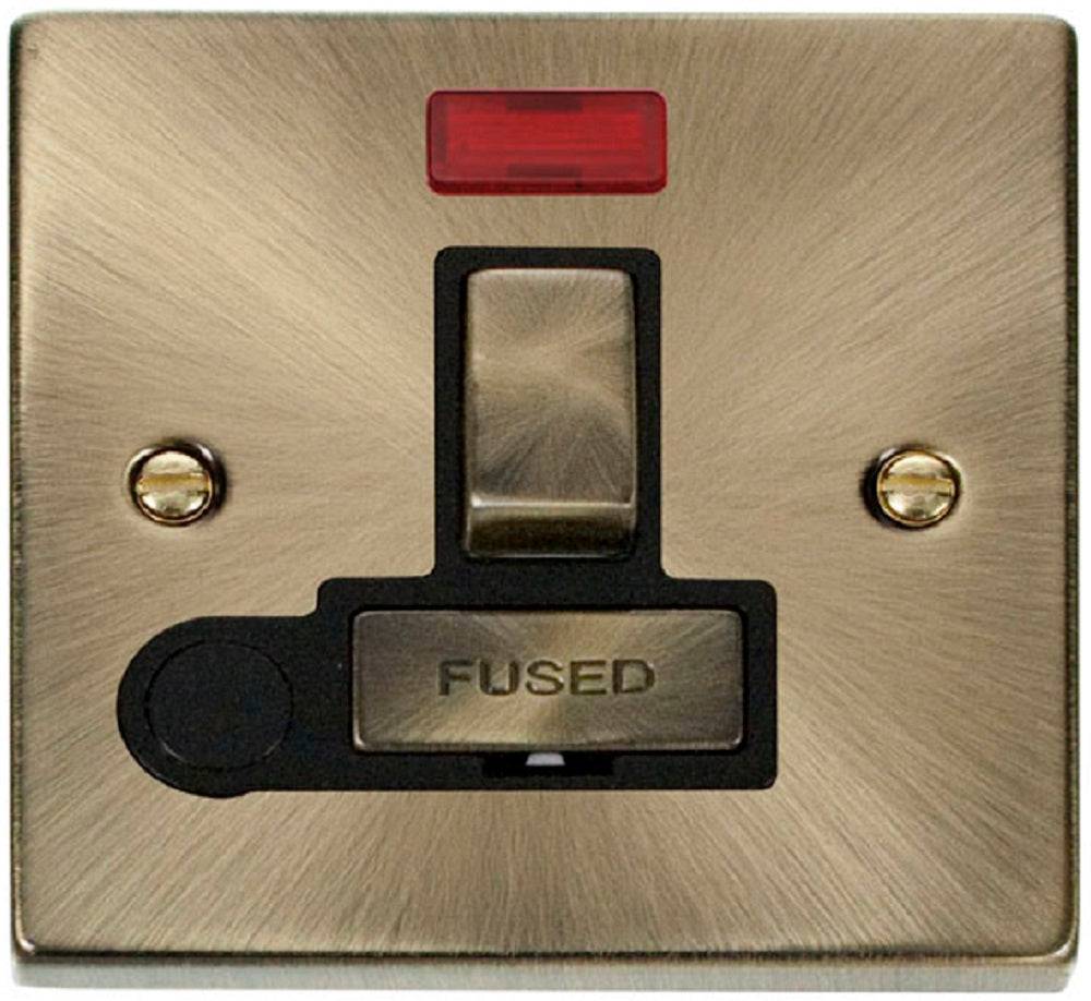 Click Deco Antique Brass 13A Switched Spur with Flex and Neon VPAB552BK ...