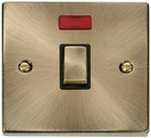 Click Deco Antique Brass 20A Double Pole Switch with Neon VPAB723BK - The Switch Depot