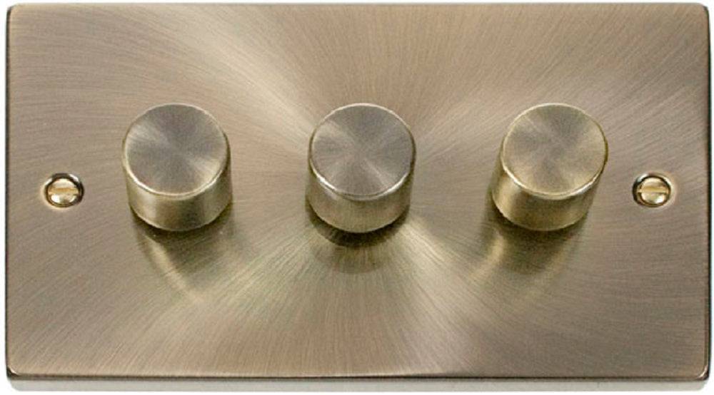 Click Deco Antique Brass 3G LED Dimmer Switch VPAB163 - The Switch Depot