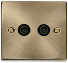 Click Deco Antique Brass Double TV Socket VPAB066BK - The Switch Depot