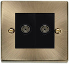 Click Deco Antique Brass Double TV Socket VPAB066MBK - The Switch Depot