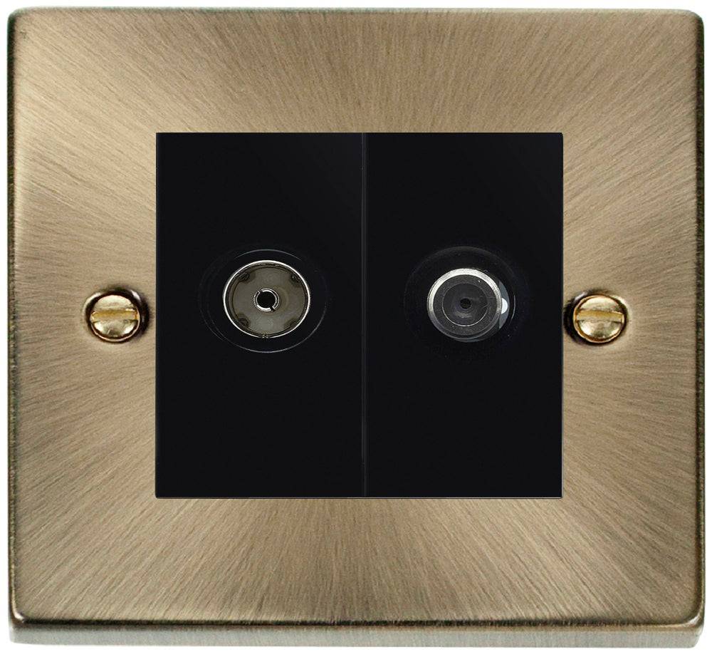 Vpab Usb Socket Click Deco Antique Brass TV and Satellite Socket VPAB157MBK | The ...