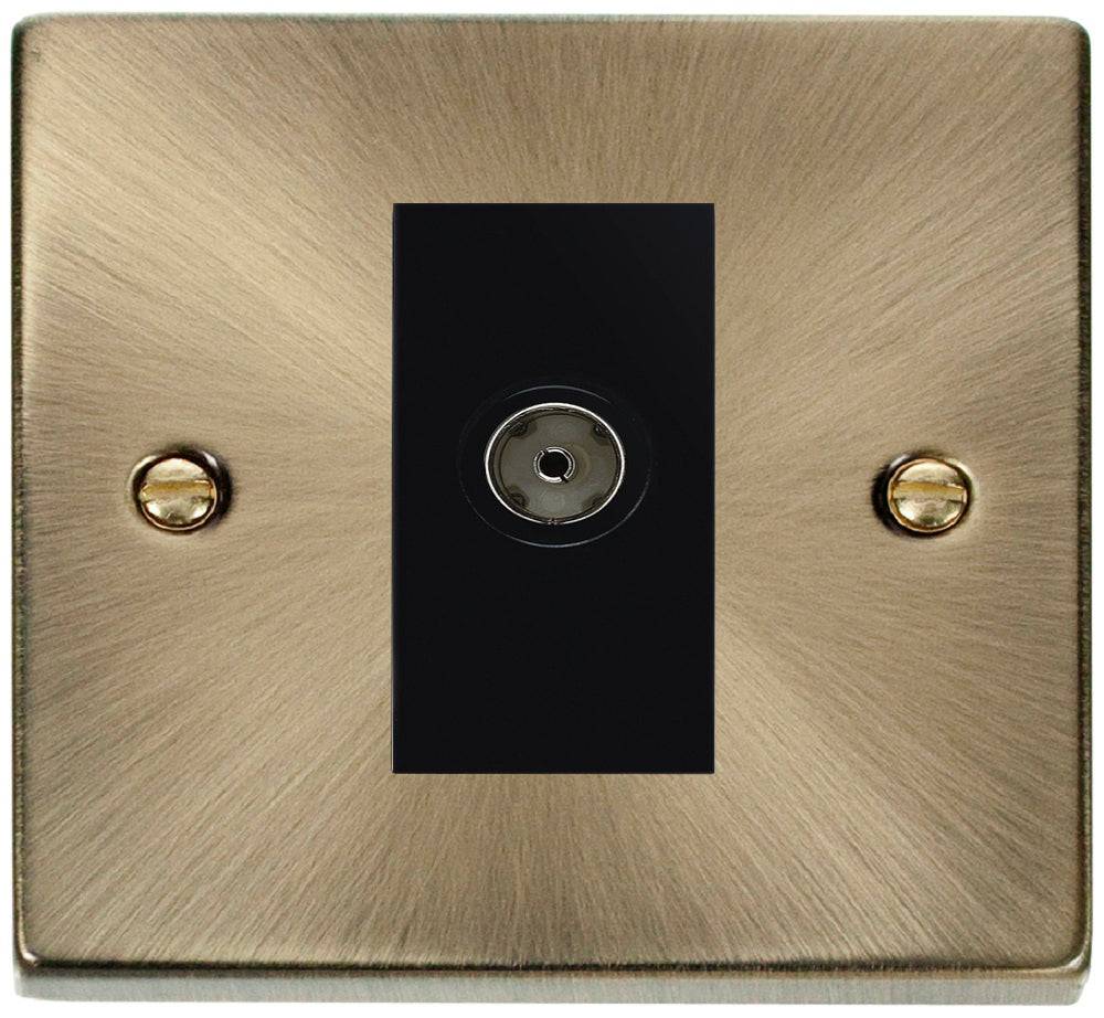 Click Deco Antique Brass TV Socket VPAB065MBK - The Switch Depot