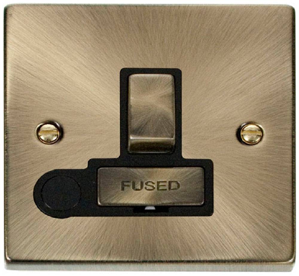Click Deco Antique Brass 13A Switched Spur with Flex VPAB551BK - The Switch Depot