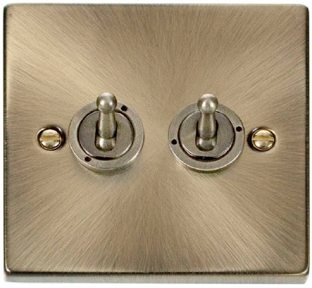 Click Deco Antique Brass 2W & Int Toggle Switch VPAB4225 - The Switch Depot