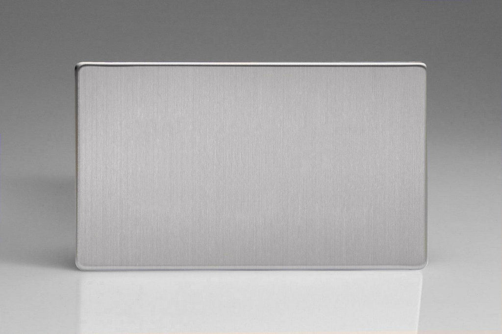 Varilight Screwless Brushed Steel Double Blank plate XDSDBS - The Switch Depot