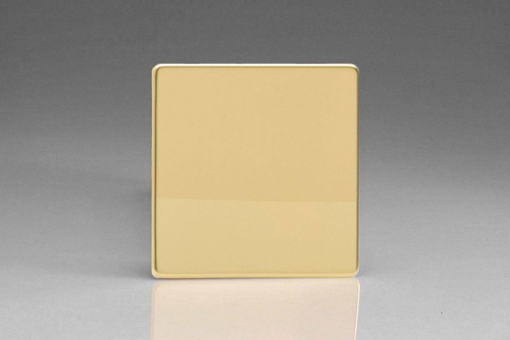 Varilight Screwless Polished Brass Single Blank Plate XDVSBS - The Switch Depot