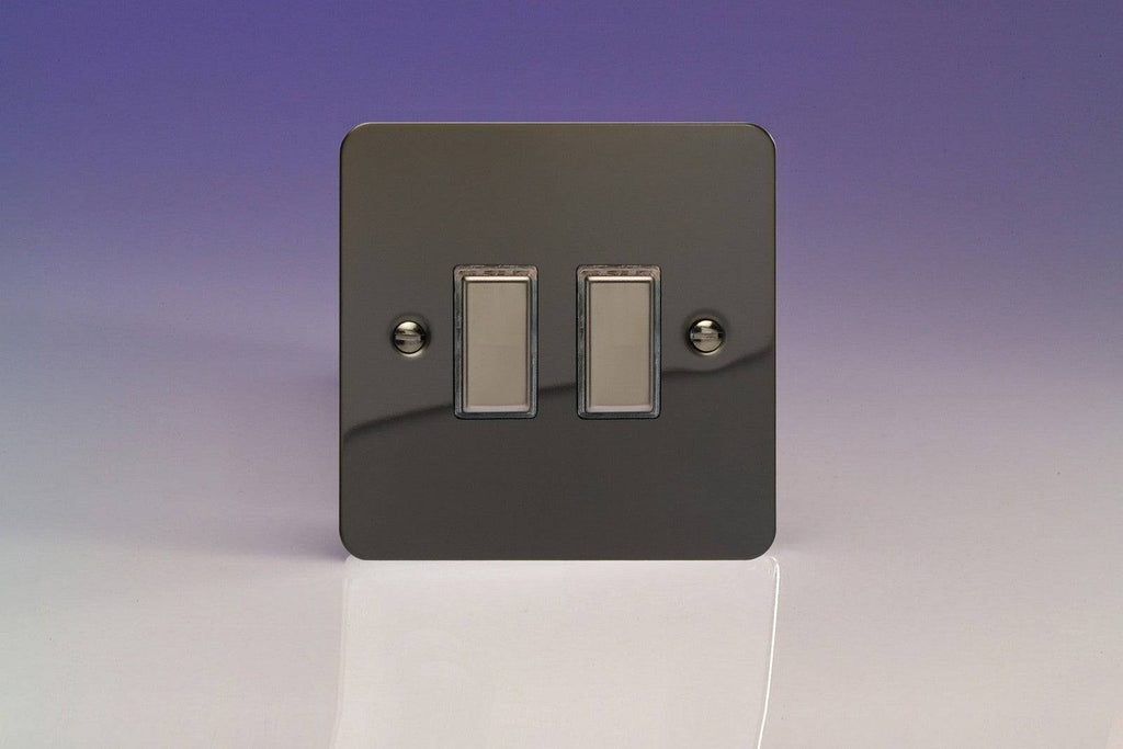 Varilight Ultraflat Iridium Black Double Secondary Touch Dimmer Switch JFIES002 - The Switch Depot