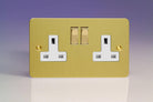 Varilight Ultraflat Brushed Brass Double Socket XFB5DW - The Switch Depot
