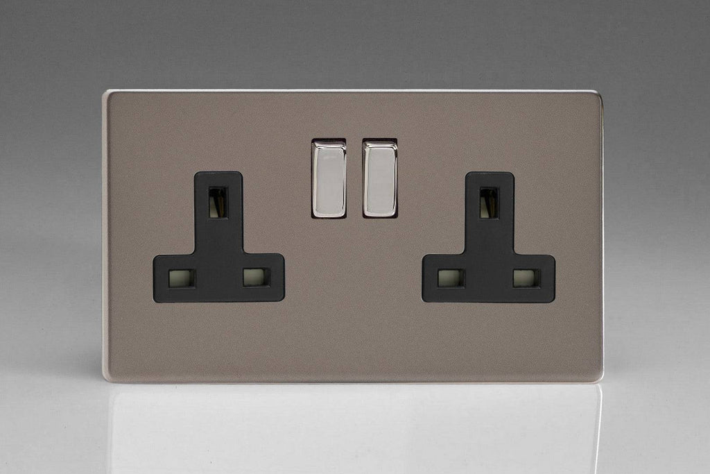 Varilight Screwless Pewter Double Socket XDR5BS - The Switch Depot