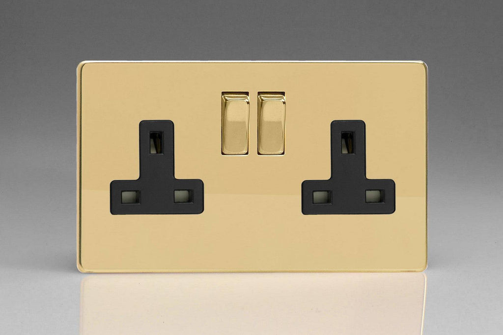 Varilight Screwless Polished Brass Double Socket XDV5BS - The Switch Depot