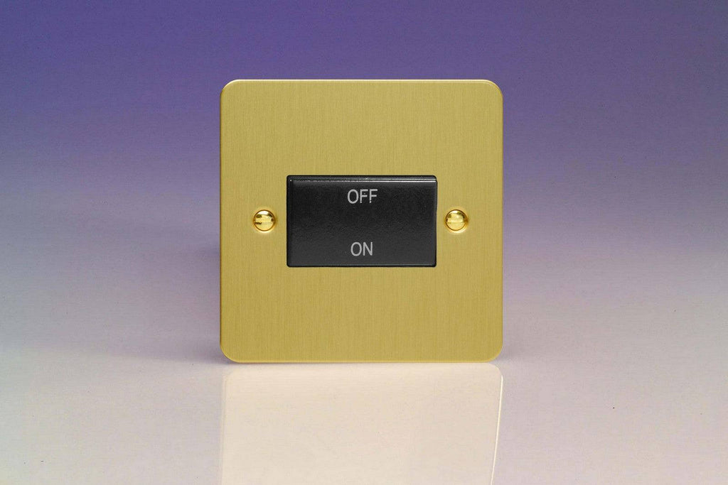 Varilight Ultraflat Brushed Brass Fan Isolator Switch XFBFIB - The Switch Depot