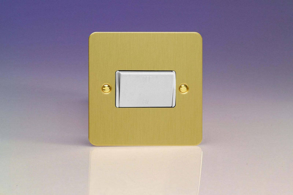 Varilight Ultraflat Brushed Brass Fan Isolator Switch XFBFIW - The Switch Depot