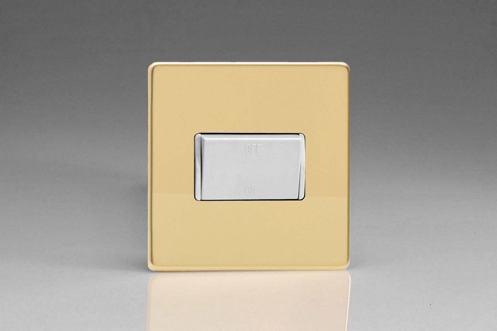 Varilight Screwless Polished Brass Fan Isolator Switch XDVFIWS - The Switch Depot