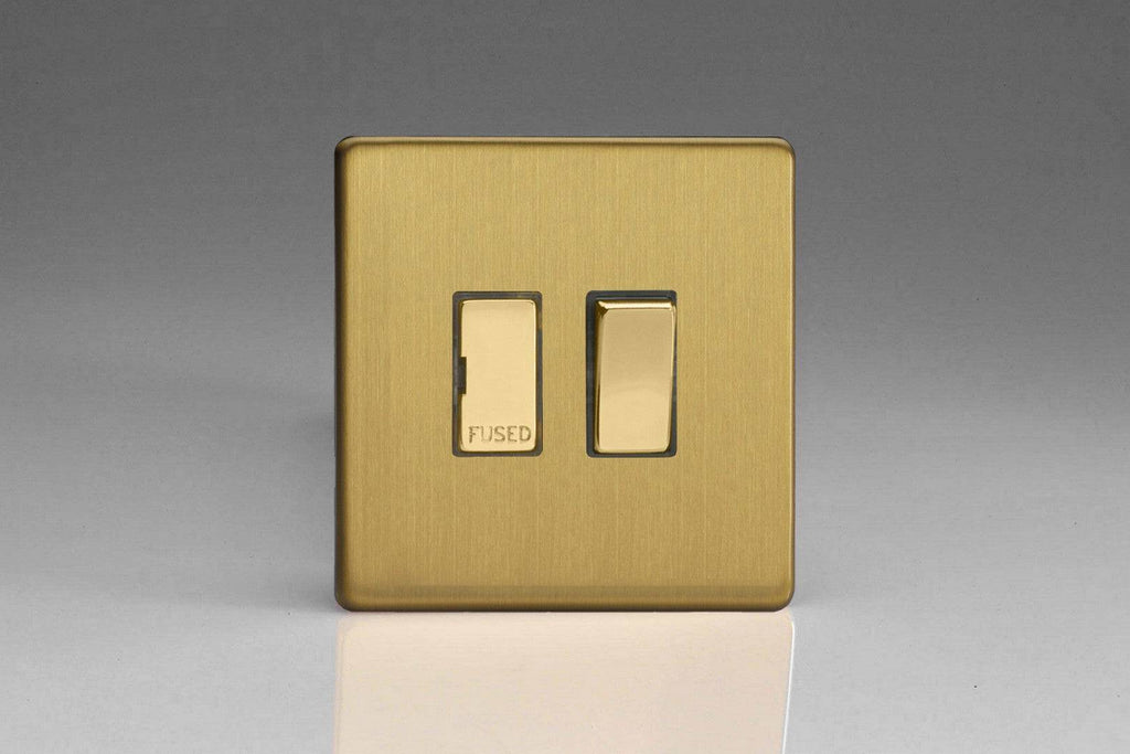 Varilight Screwless Brushed Brass 13A Switched Spur XDB6DS - The Switch Depot
