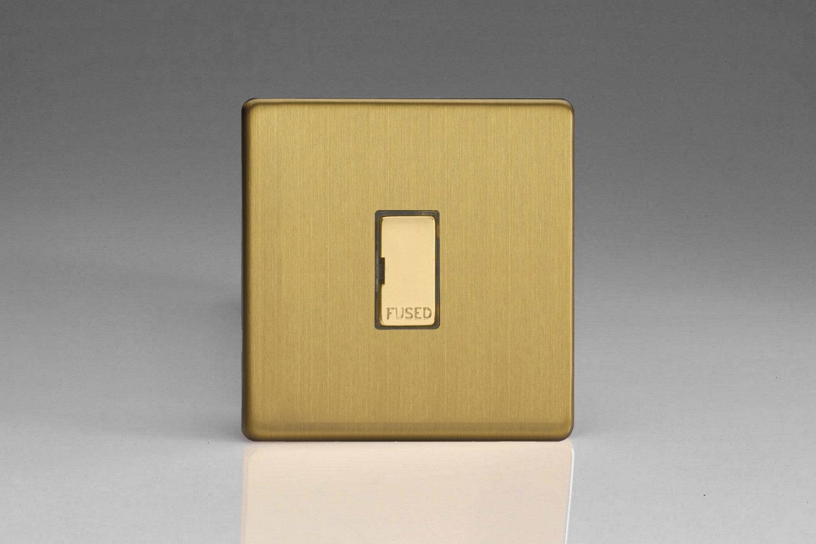 Varilight Screwless Brushed Brass 13A Unswitched Spur XDB6UDS - The Switch Depot