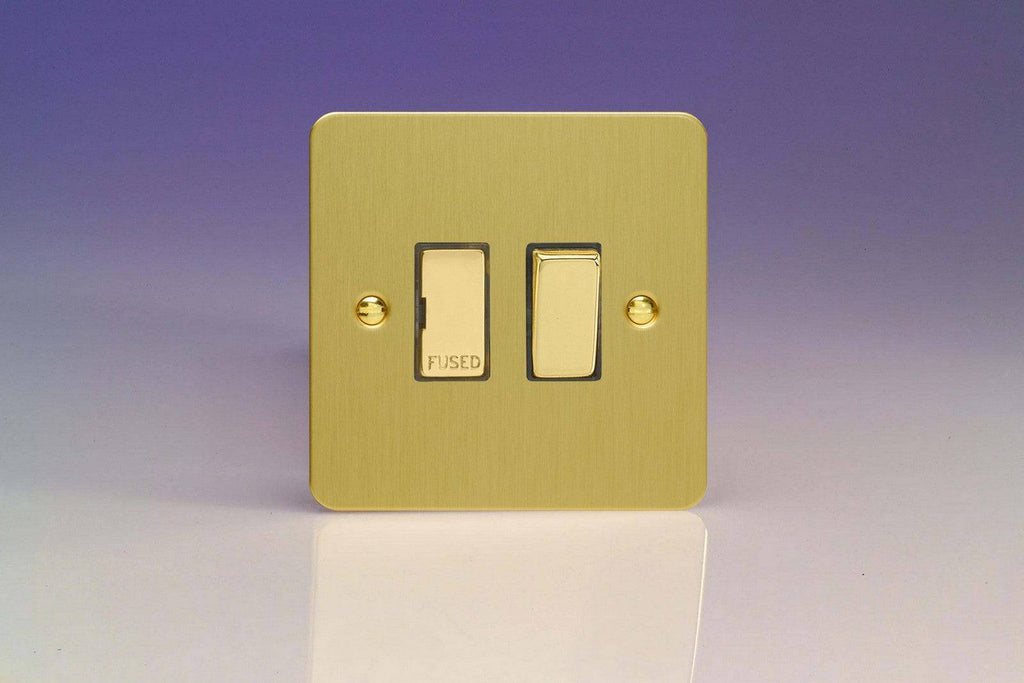 Varilight Ultraflat Brushed Brass 13A Switched Spur XFB6D - The Switch Depot