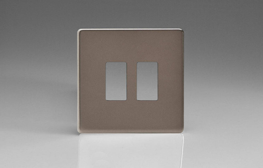 Varilight Screwless Pewter 2G Grid Plate XDRPGY2S - The Switch Depot