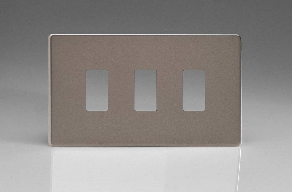Varilight Screwless Pewter 3G Grid Plate XDRPGY3S - The Switch Depot