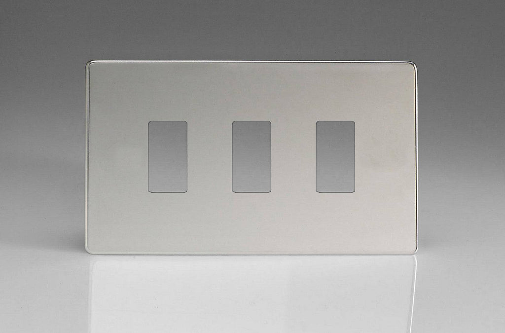 Varilight Screwless Polished Chrome 3G Grid Plate XDCPGY3S - The Switch Depot