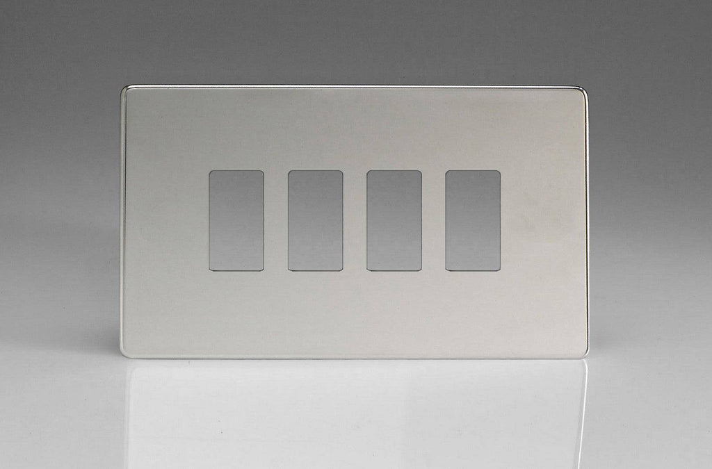 Varilight Screwless Polished Chrome 4G Grid Plate XDCPGY4S - The Switch Depot