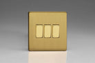 Varilight Screwless Brushed Brass 3G Light Switch XDB3S - The Switch Depot