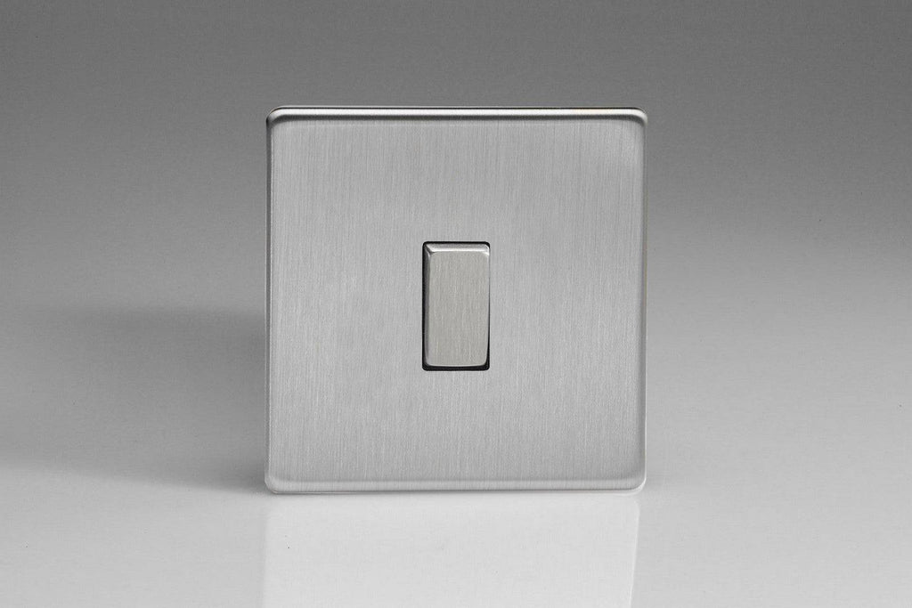 Varilight Screwless Brushed Steel 1G Light Switch XDS1S - The Switch Depot