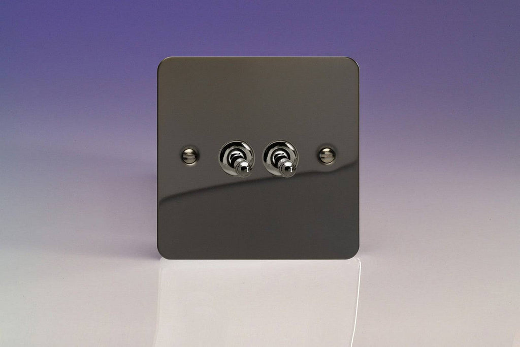 Varilight Ultraflat Iridium Black 2G Toggle Switch XFIT2 - The Switch Depot