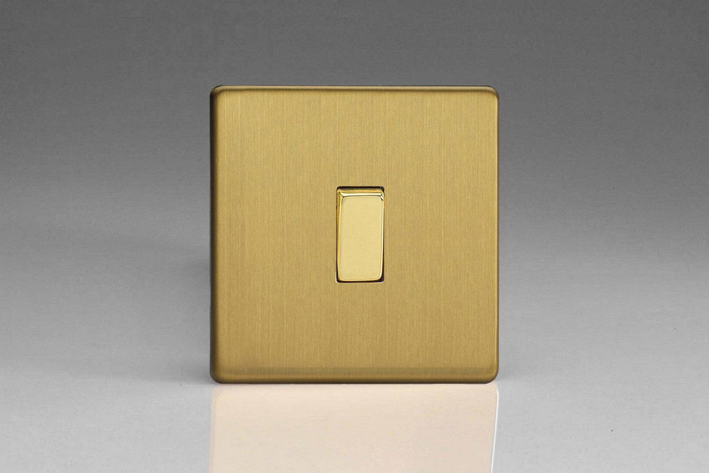 Varilight Screwless Brushed Brass 1 Way Retractive Momentary Switch XDBBP1S - The Switch Depot